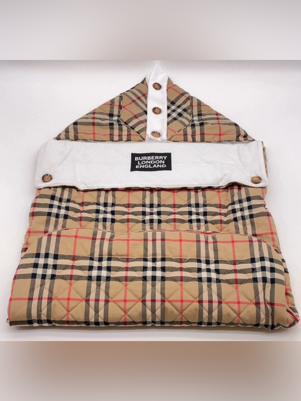 Burberry Kids Beige Plaid NOVA CHECK BABY BUNTING bag sleep snuggle  6-9m